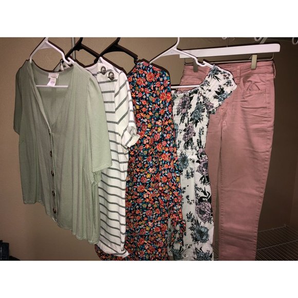 H&M Tops - Bundle of Shirts Jeans SZ XS  Dress Short Long Sleeve Floral Pink High R…